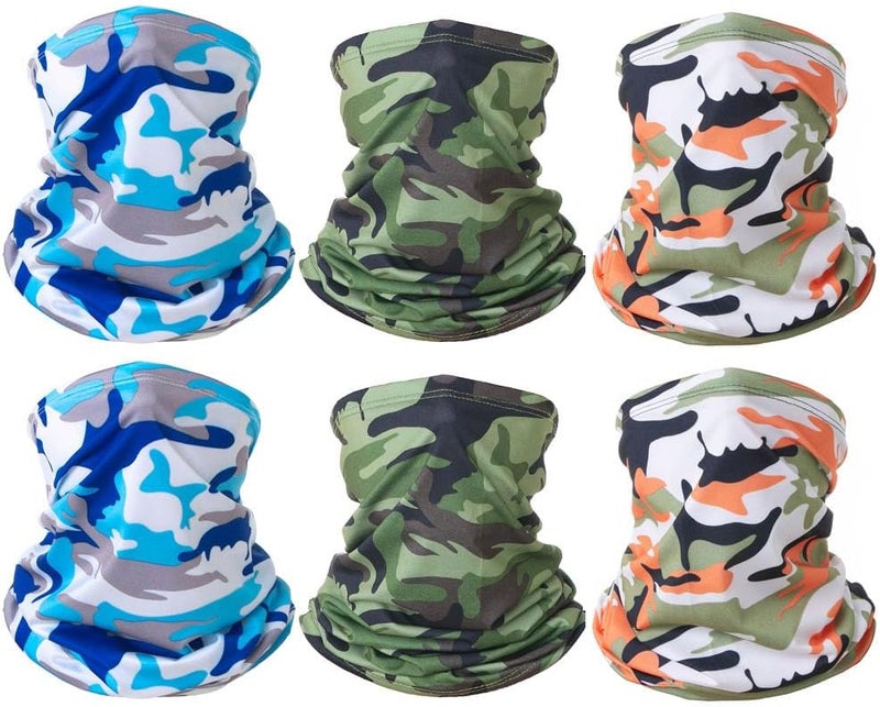 PuddingStation 6 Pieces Summer Face Cover Scarf Mens Neck Gaiter For Men Women UV Protection Face Breathable Sun Protection Cycling Running - Image 1